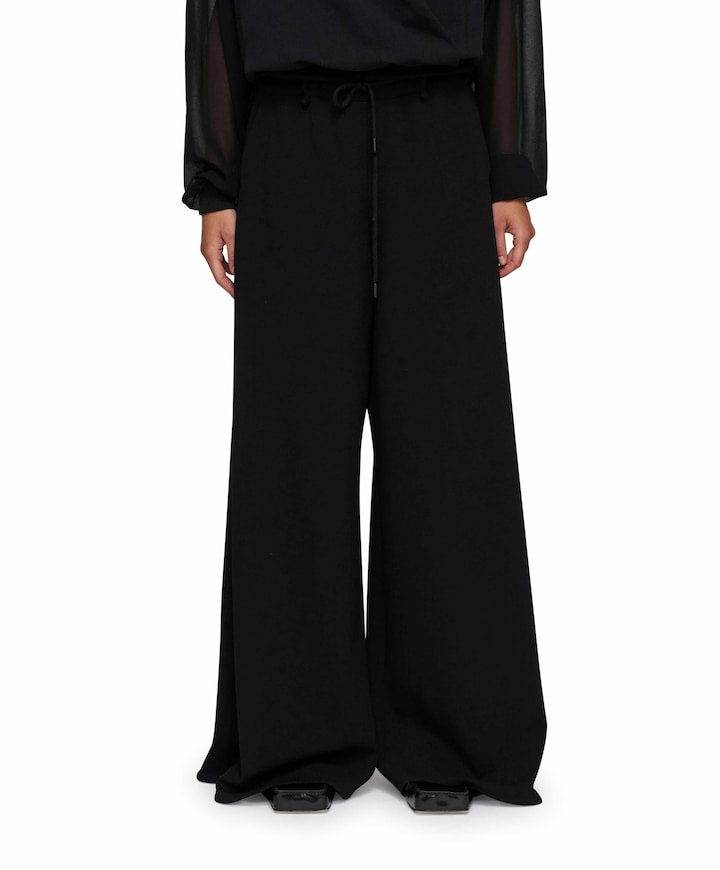 wide leg crepe broek zwart