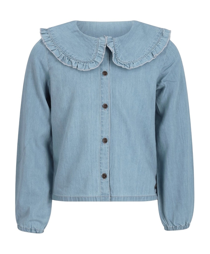 Meisjes blouse lange mouw blauw