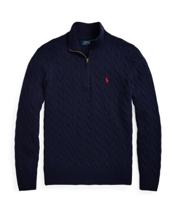 Heren trui met rits blauw