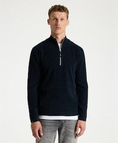 Heren trui met rits blauw