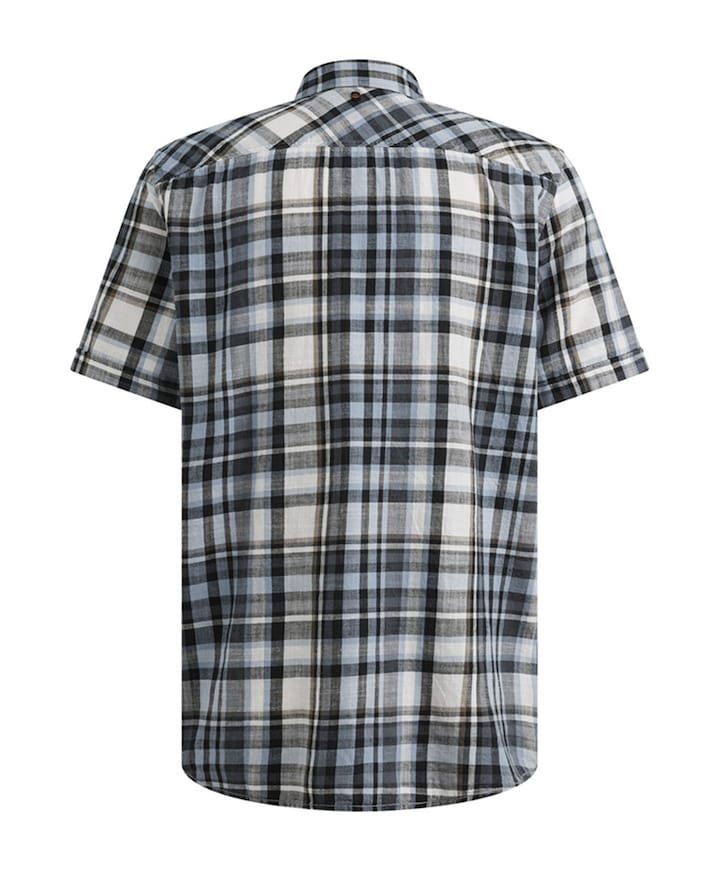 Heren overhemd korte mouw blauw