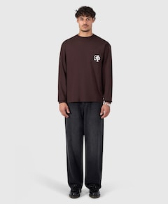 Heren longsleeve bruin