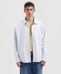 Heren overhemd lange mouw blauw