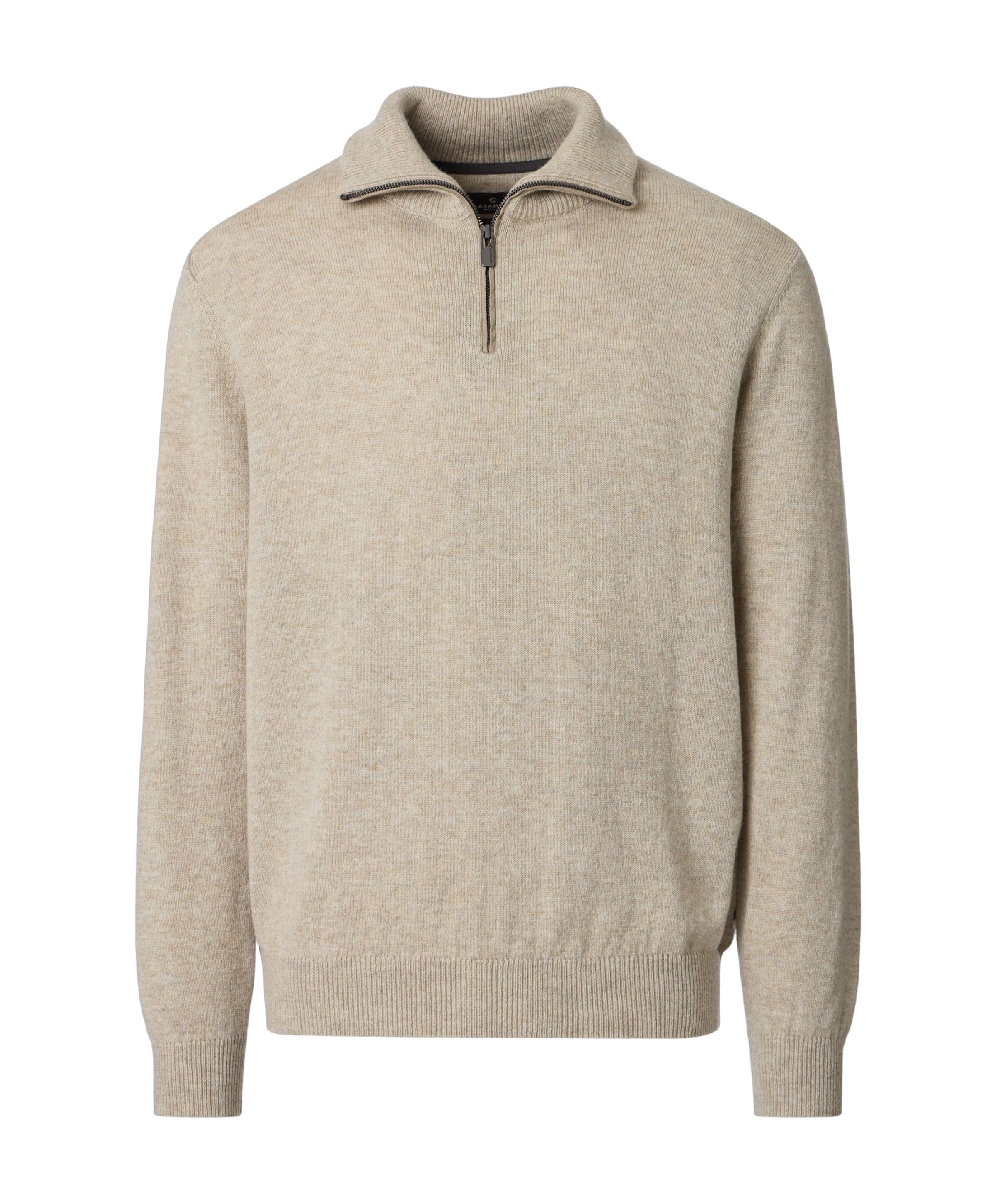 Heren trui met rits beige