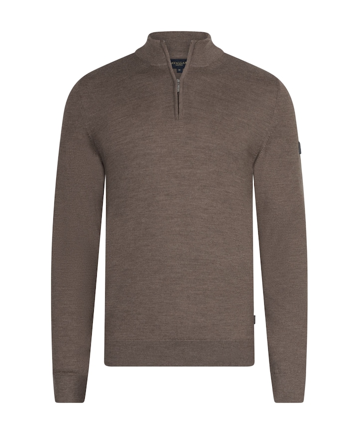 Heren trui met rits beige