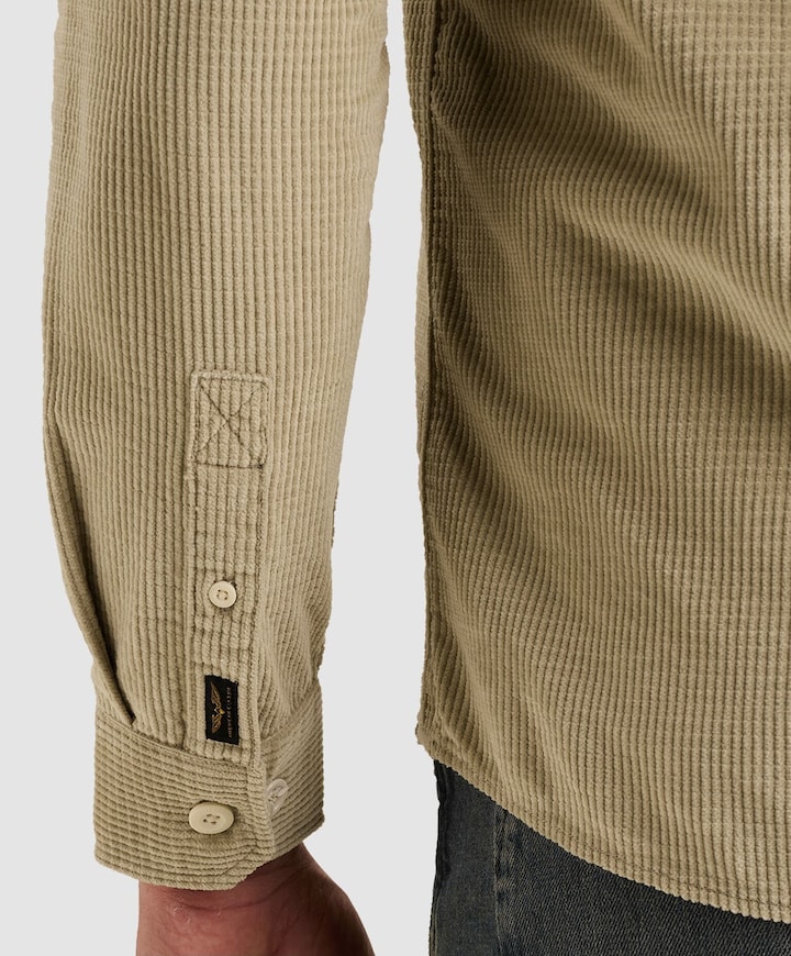 Heren overhemd lange mouw beige