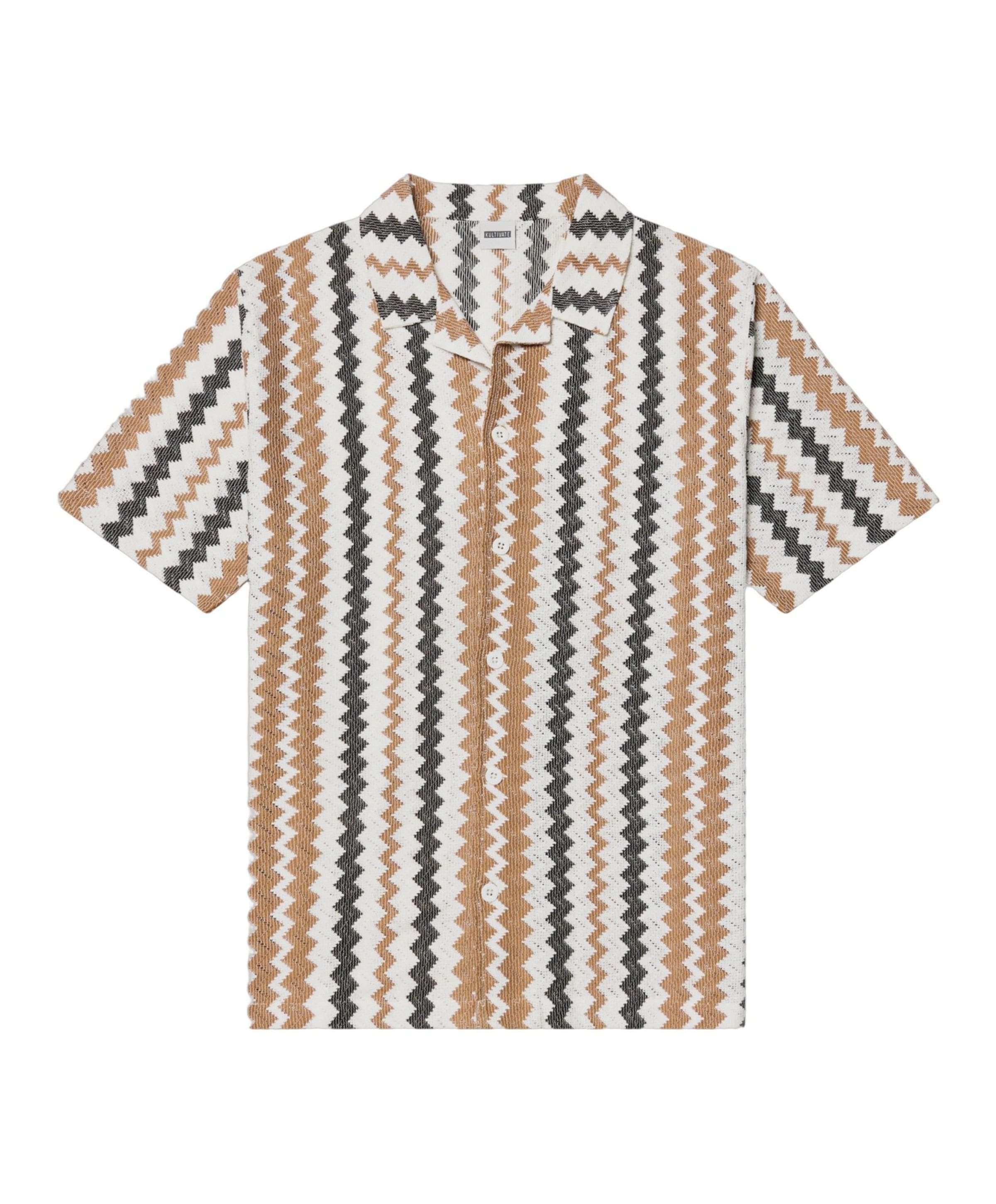 Heren overhemd korte mouw beige