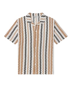 Heren overhemd korte mouw beige