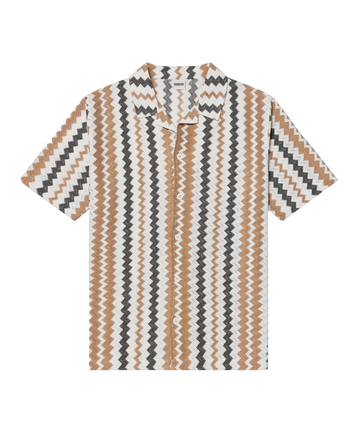 Heren overhemd korte mouw beige