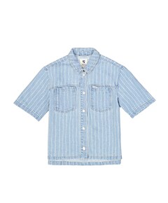 Meisjes blouse korte mouw blauw