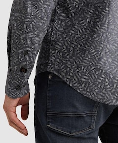 Heren overhemd lange mouw blauw