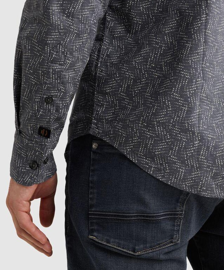 Heren overhemd lange mouw blauw