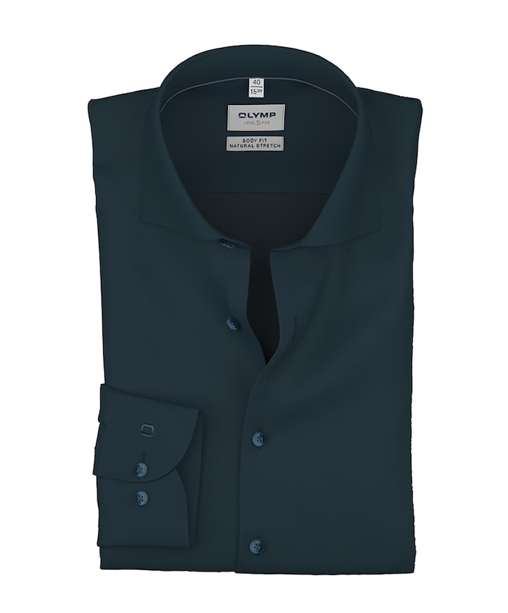 Heren overhemd lange mouw blauw