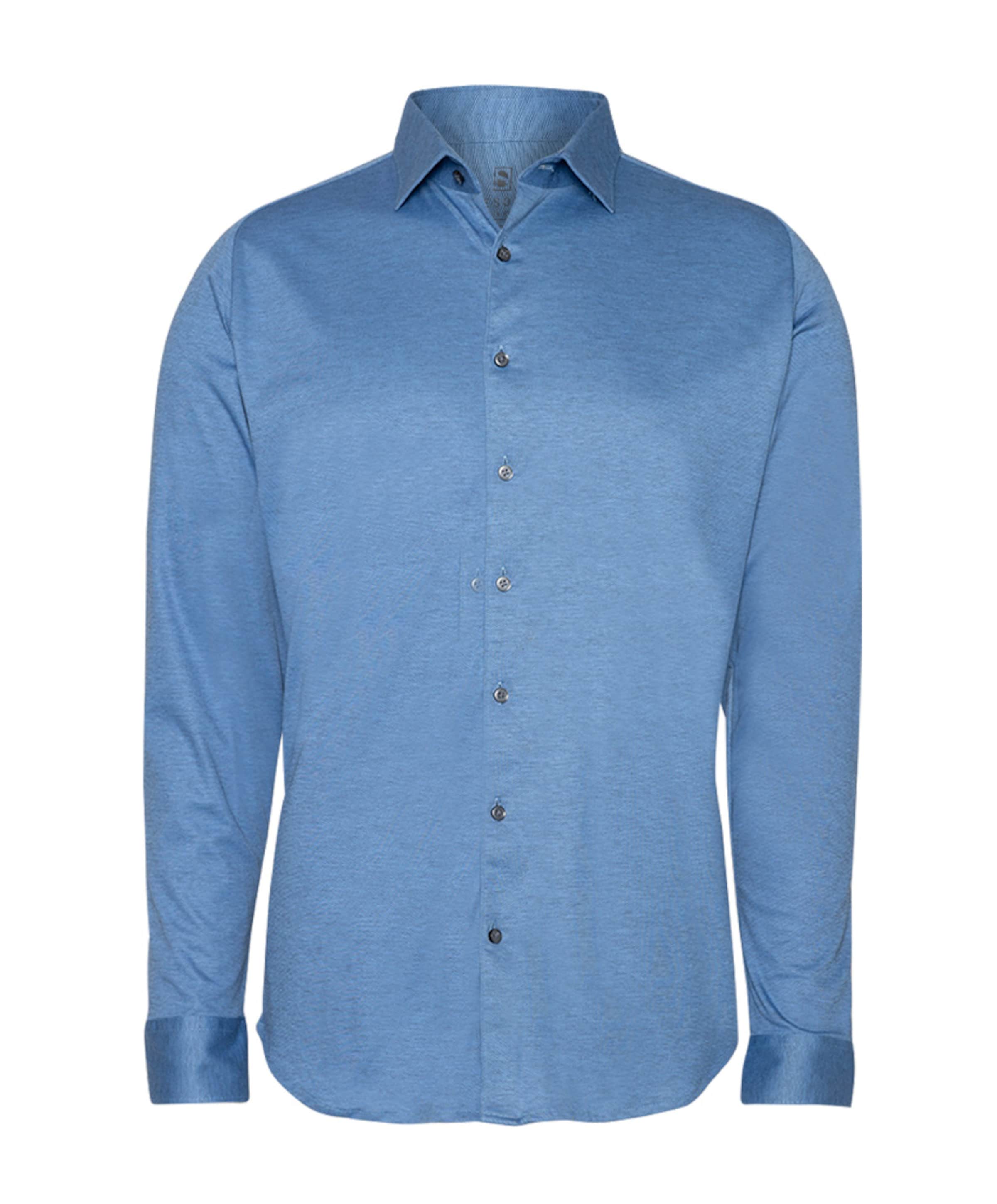 Heren overhemd lange mouw blauw