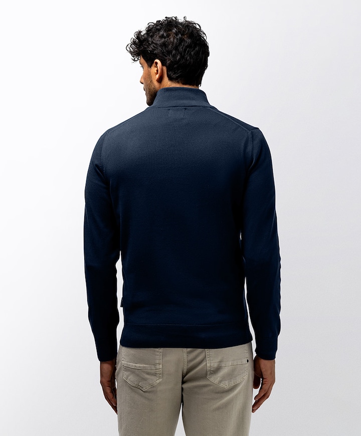 Heren trui met rits blauw