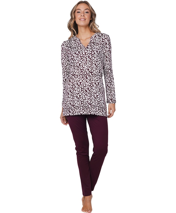 Dames pyjamaset bordeaux