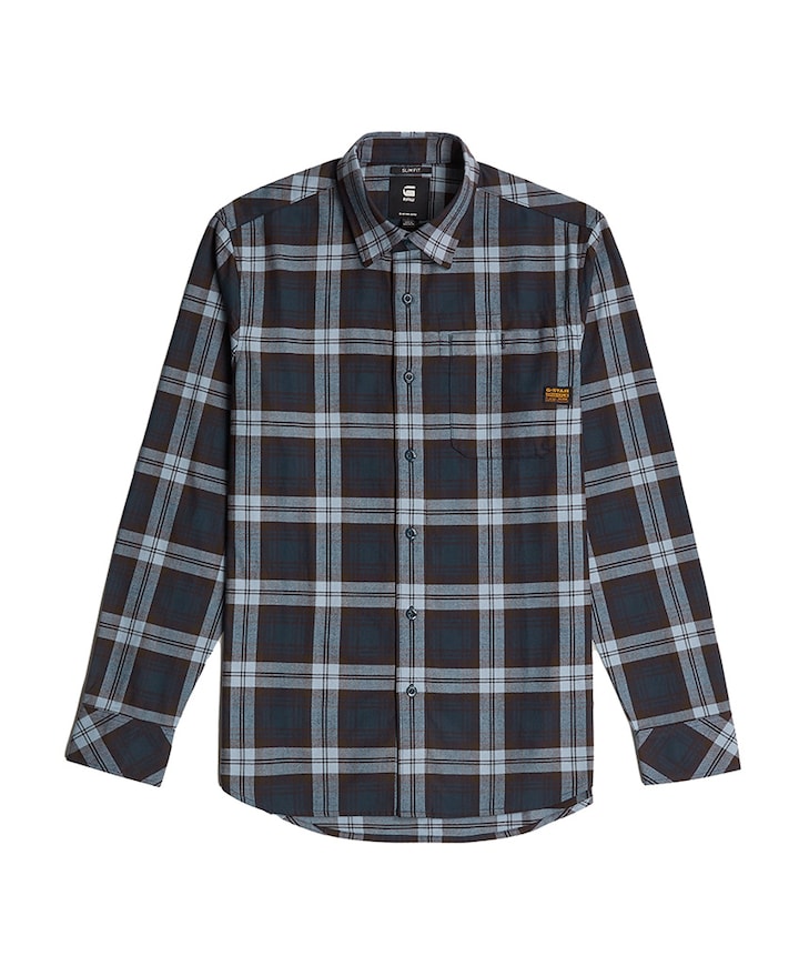 Heren overhemd lange mouw blauw