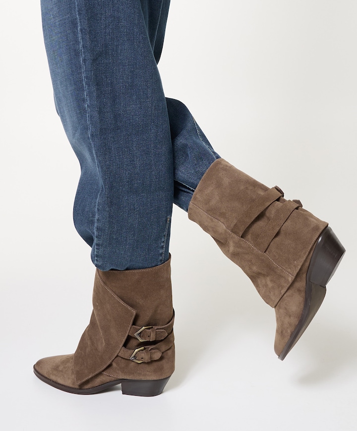 dames enkellaarzen beige