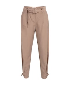 Broek met bandjes bij de zoom dames broek bruin