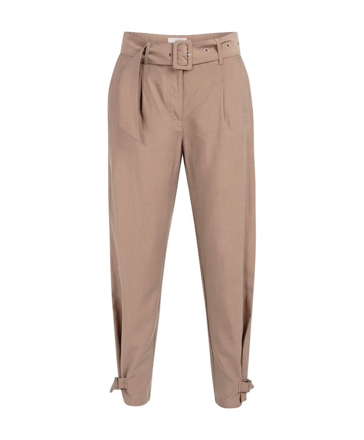 Broek met bandjes bij de zoom dames broek bruin