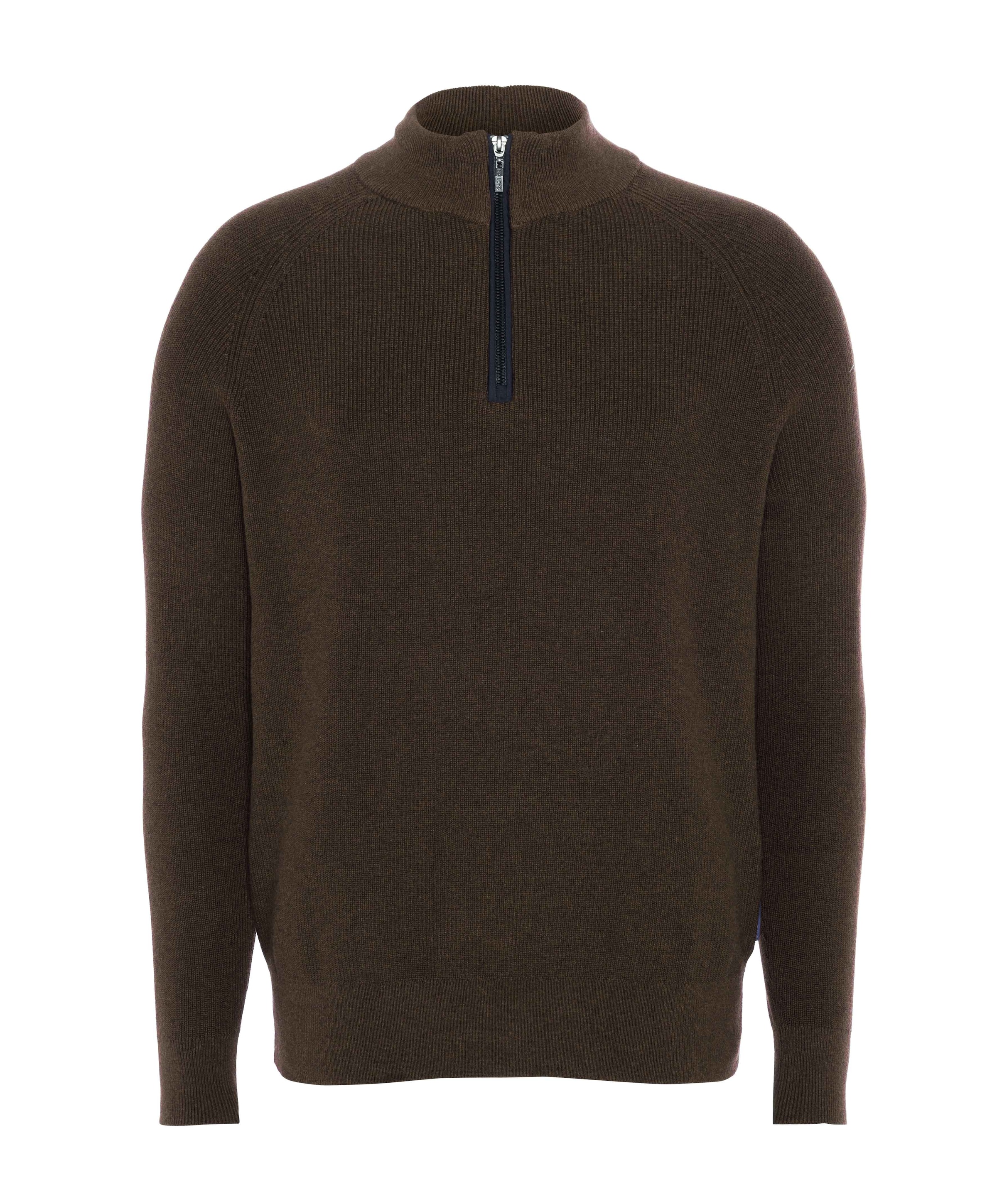 Heren trui met rits bruin