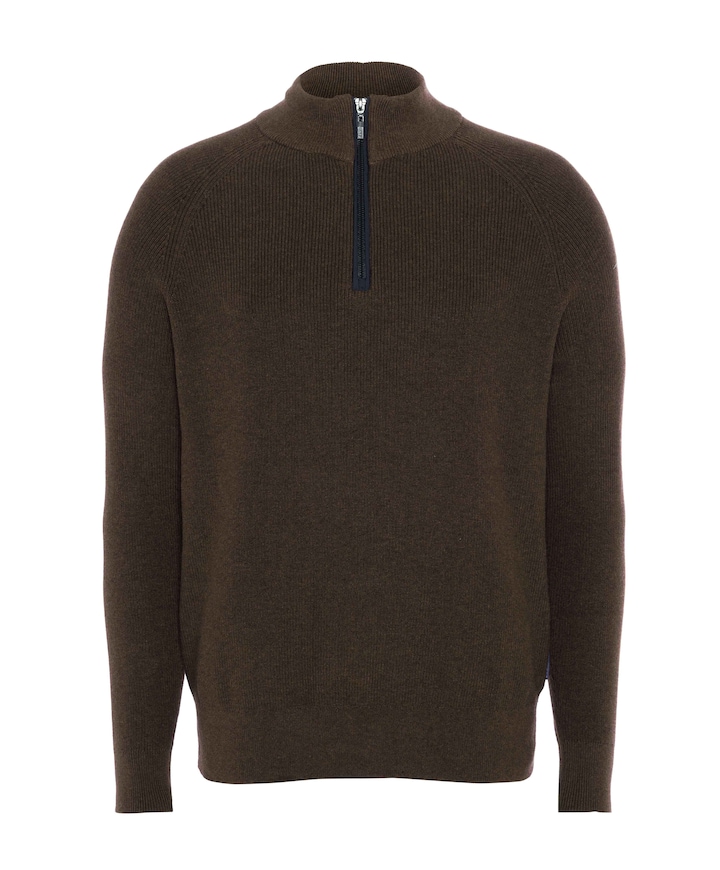 Heren trui met rits bruin