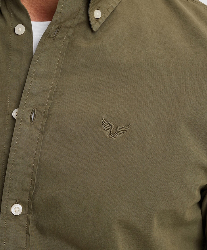 Heren overhemd lange mouw groen