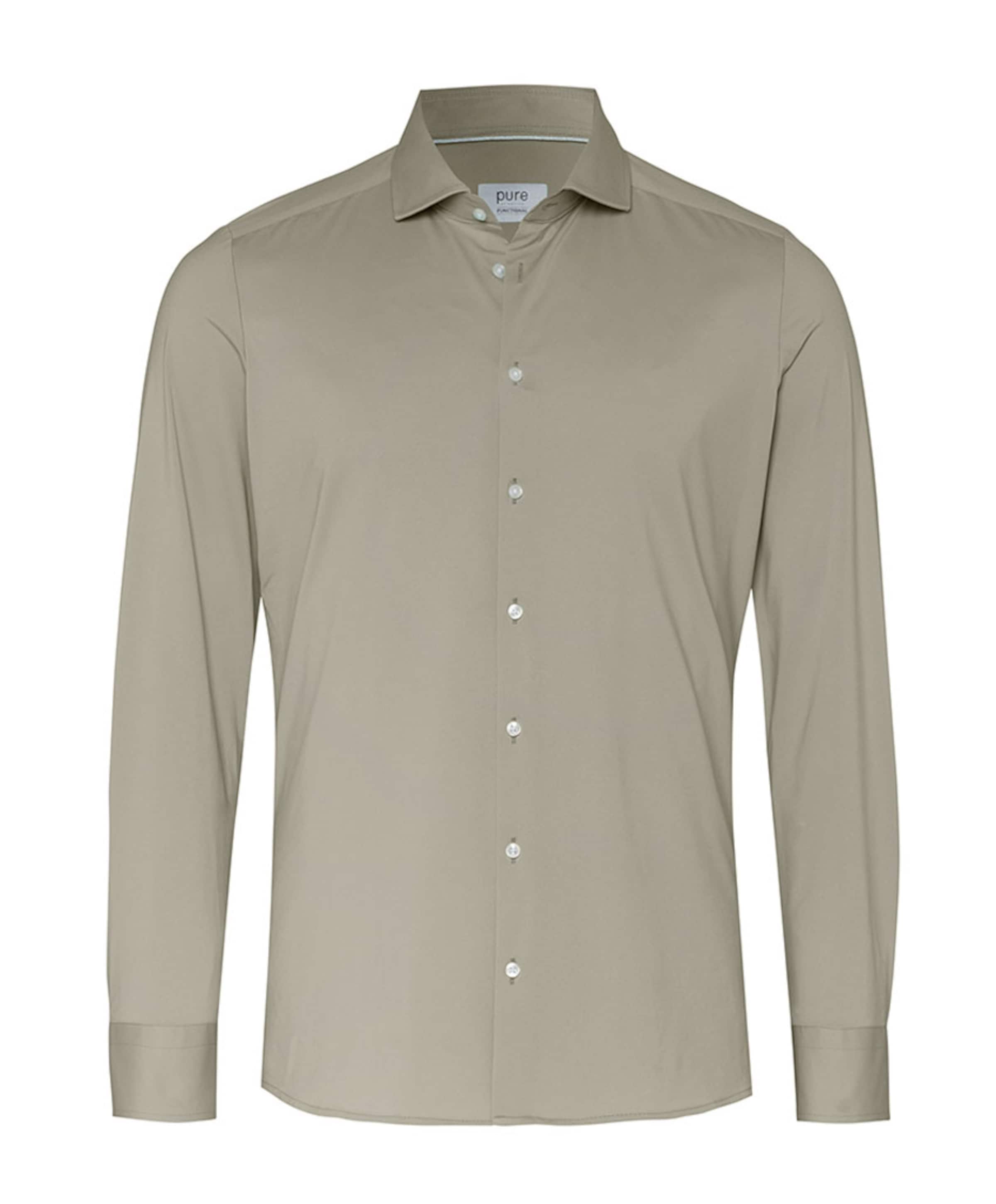 Heren overhemd lange mouw beige