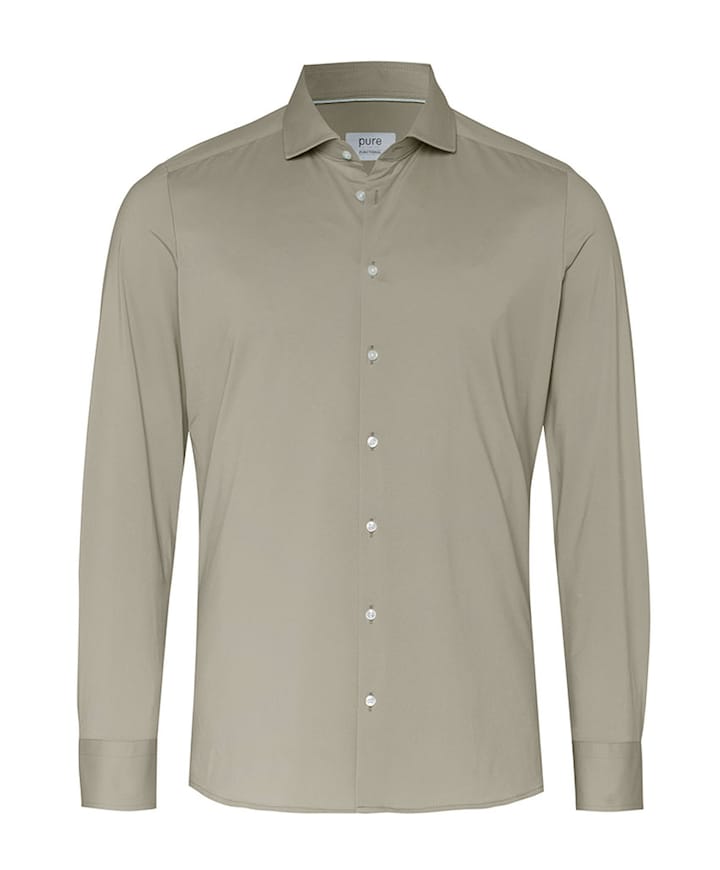 Heren overhemd lange mouw beige