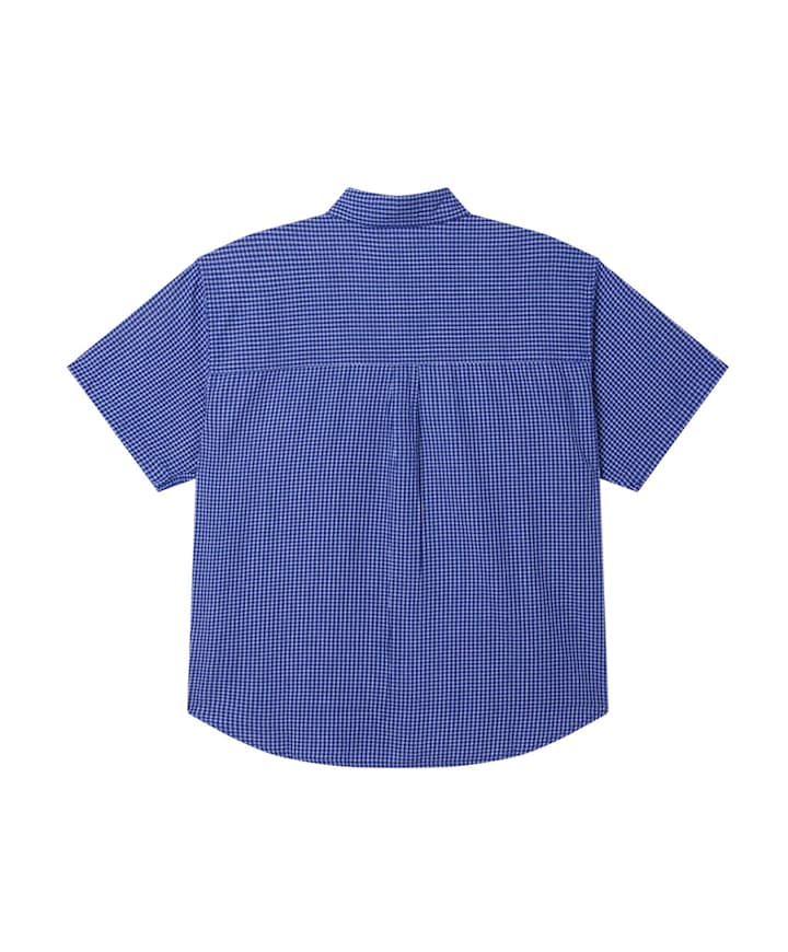 Heren overhemd korte mouw blauw