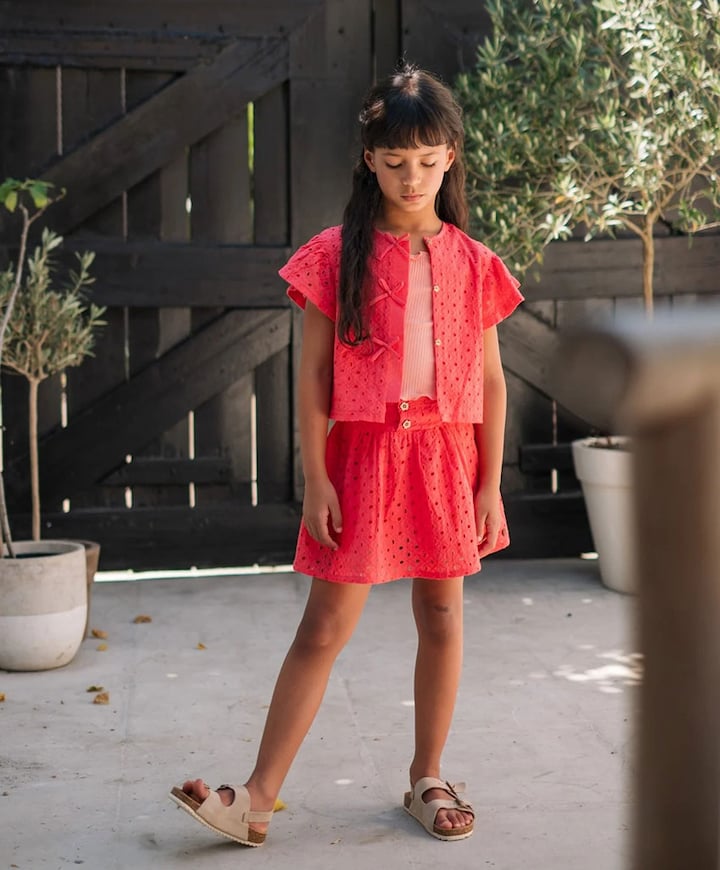 Meisjes blouse korte mouw rood