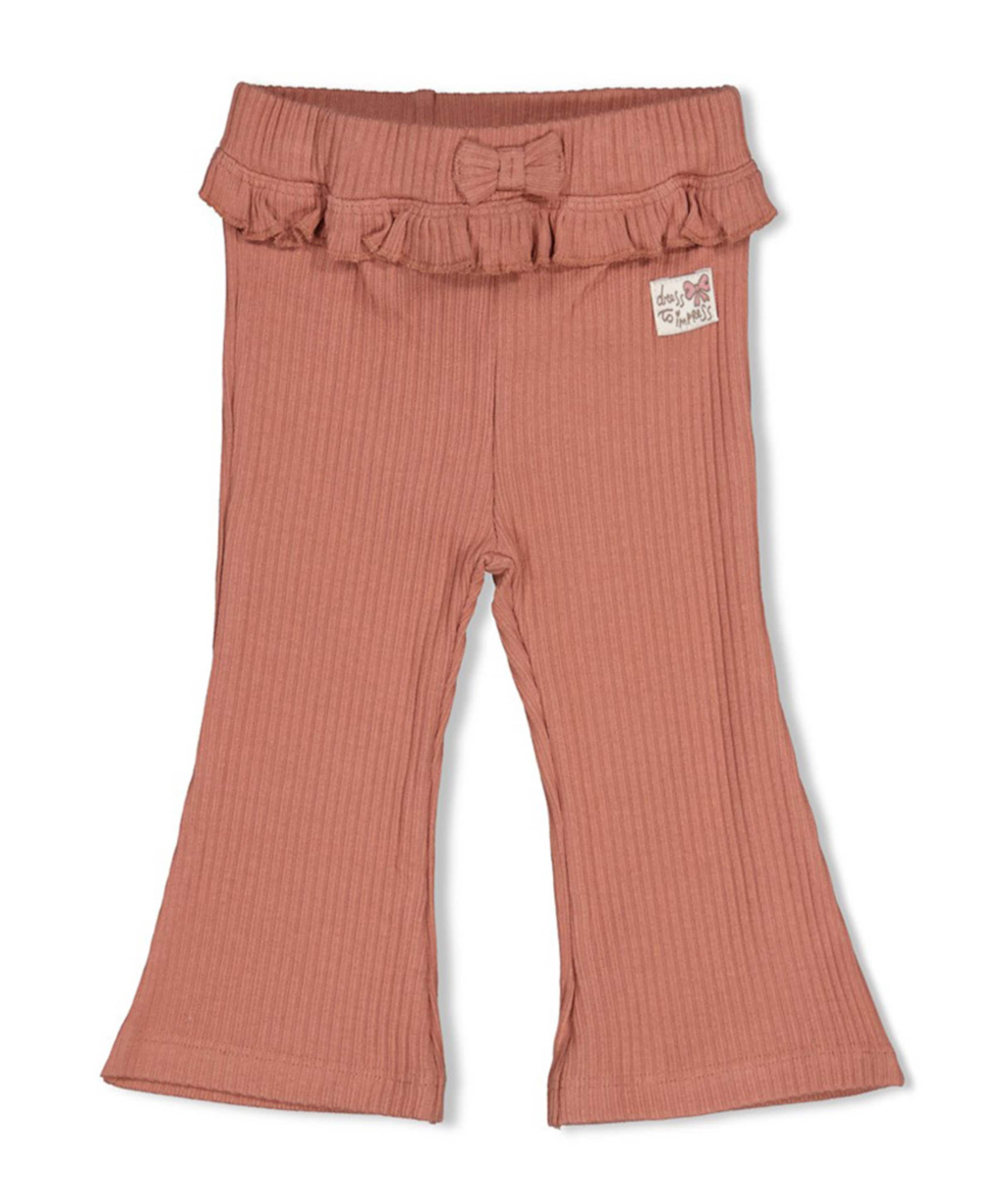 Flare broek rib meisjes broek oranje