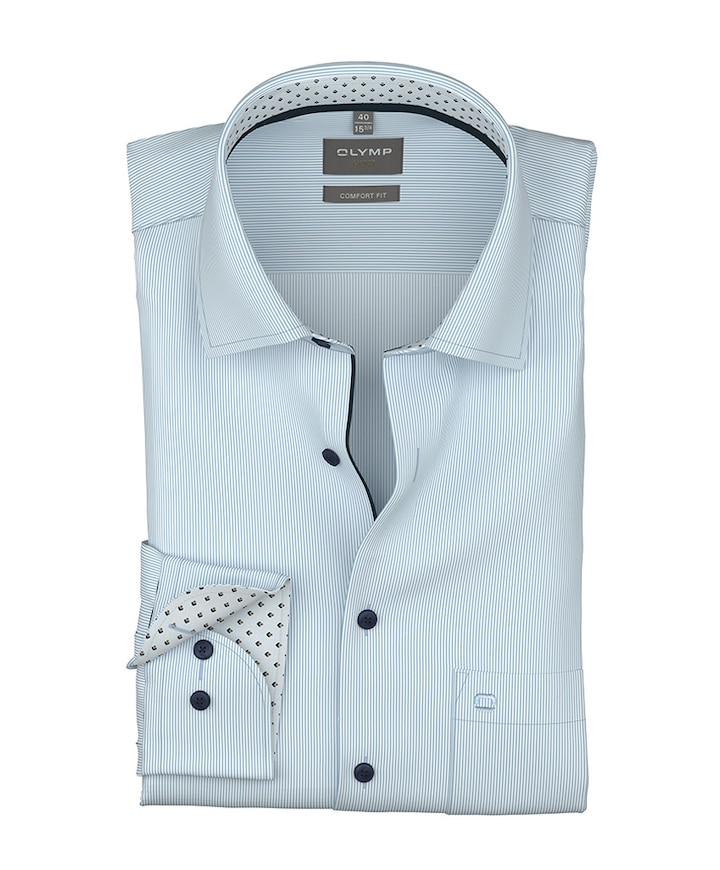 Heren overhemd lange mouw blauw