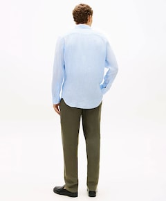 Heren overhemd lange mouw blauw