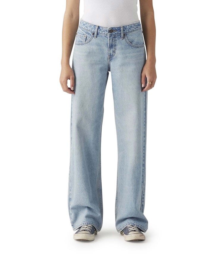 Low loose blasted dames jeans blauw