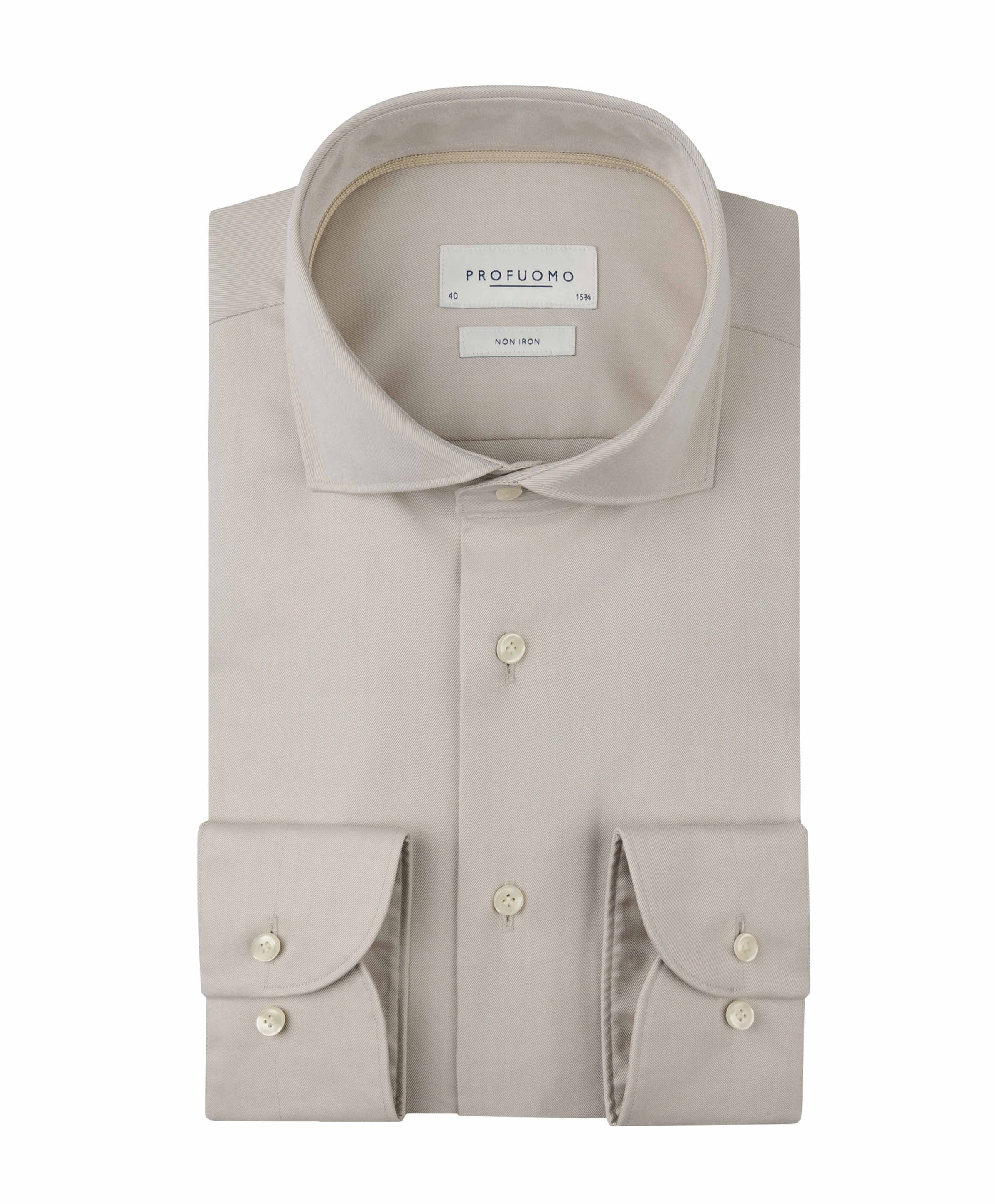 Heren overhemd lange mouw beige