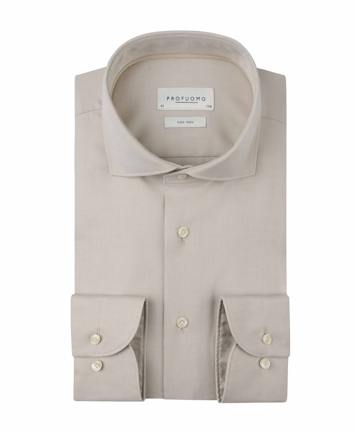 Heren overhemd lange mouw beige