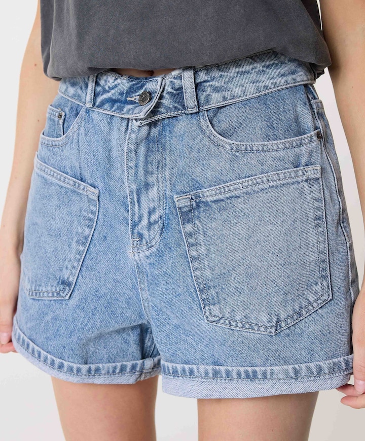 Flip Waist dames korte broek blauw