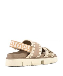 Bio sandal suede&leather -logo dames sandalen beige