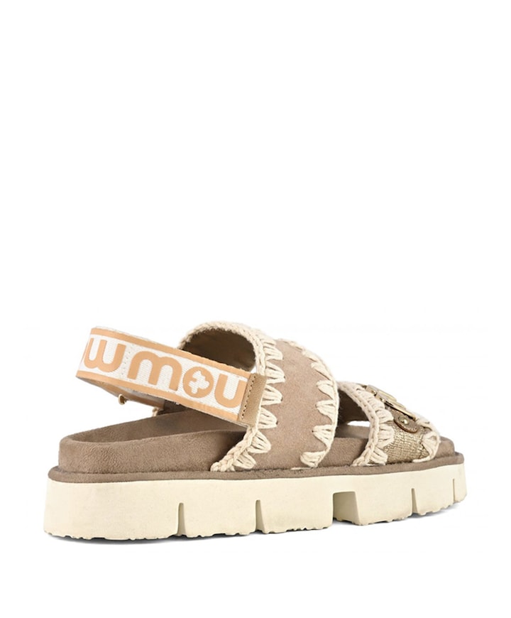 Bio sandal suede&leather -logo dames sandalen beige