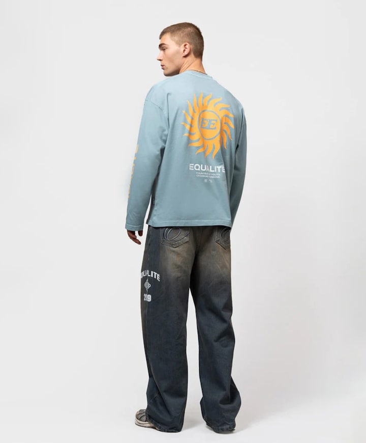 Uniseks longsleeve blauw