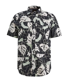 Heren overhemd korte mouw blauw