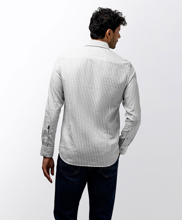 Heren overhemd lange mouw blauw