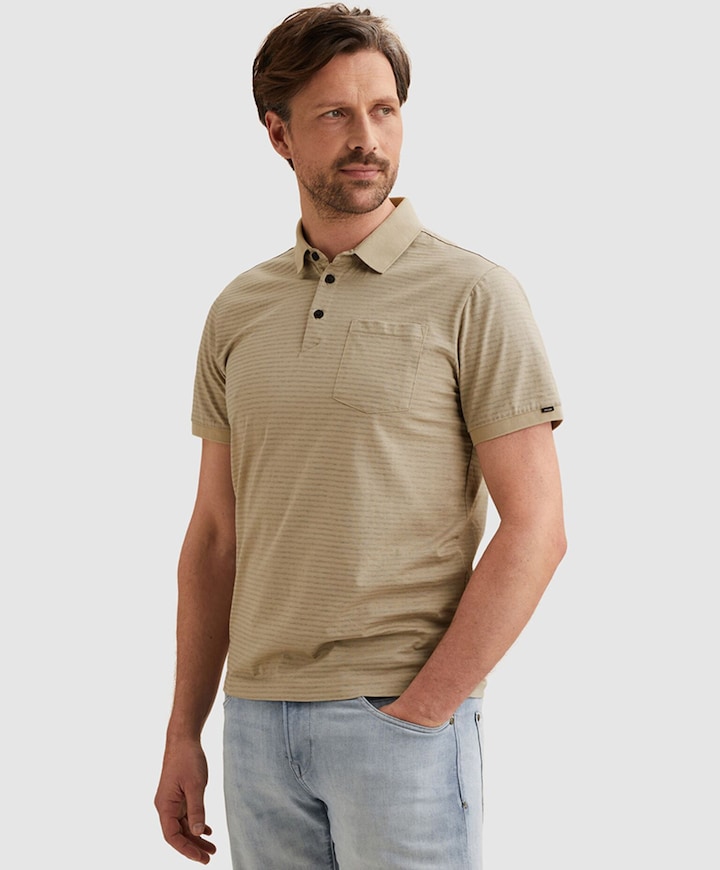 Heren polo beige