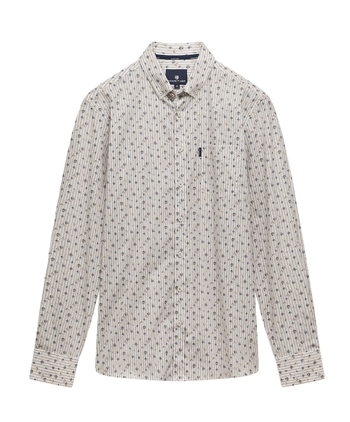 Heren overhemd lange mouw beige