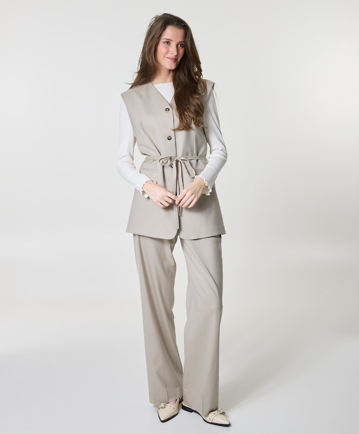 SLFWIDE LISA MW dames pantalon beige