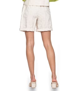 Shorts belt linnen jacquard dames broek ecru