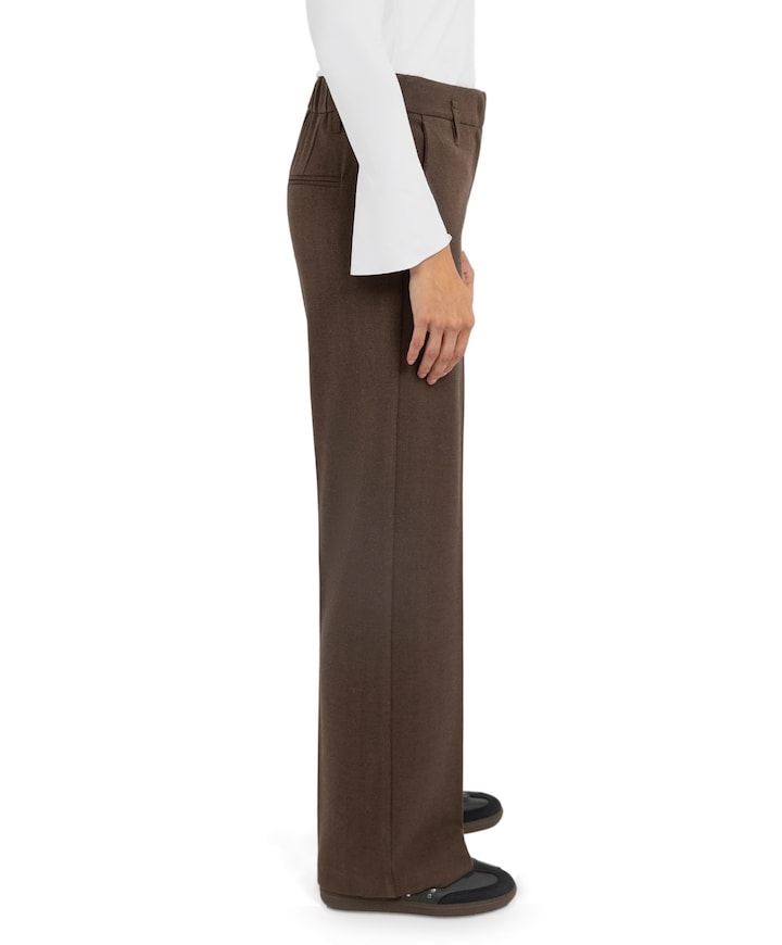 Geweven, gestructureerde dames broek bruin