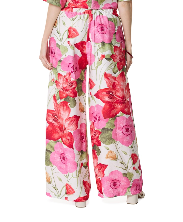 Palazzo strik bloemprint dames broek rood
