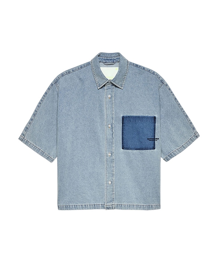 Heren overhemd korte mouw blauw